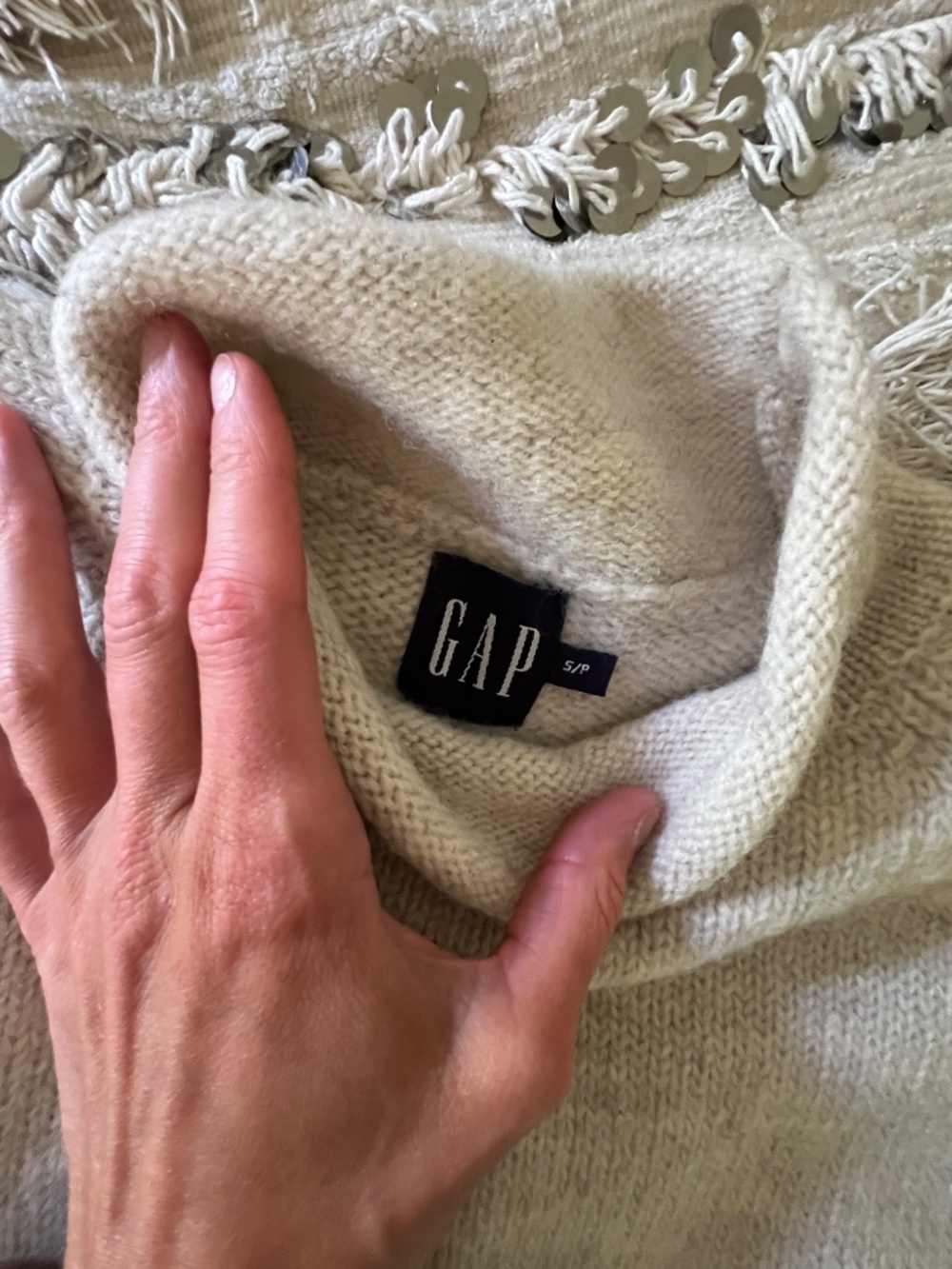 GAP 100% Wool Sweater | Cream Wool Mock Neck Sweater - Picture 4 of 6